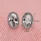 Oval Stud Earrings for Women, Clear Stone Vintage Frame Studs, Office Wedding Party Jewelry Style, Classic Design