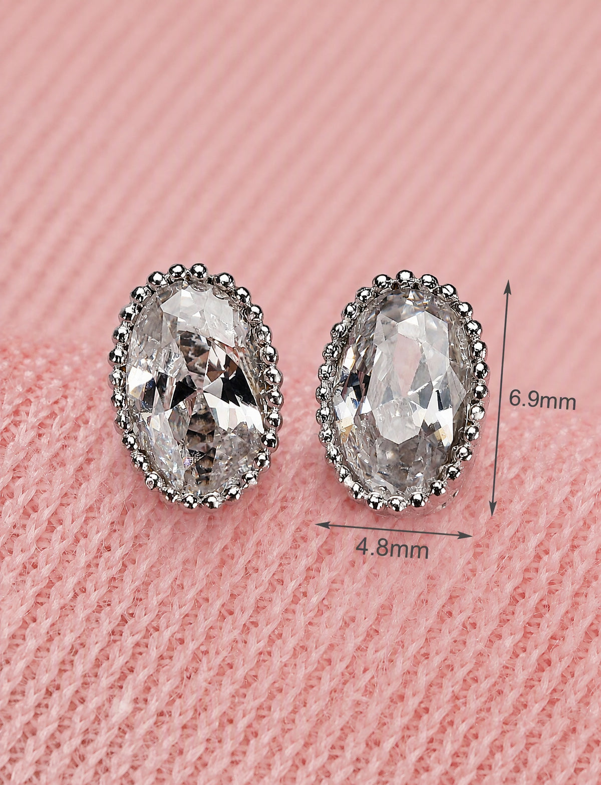 Oval Stud Earrings for Women, Clear Stone Vintage Frame Studs, Office Wedding Party Jewelry Style, Classic Design