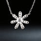 Flower Necklace for Women, Seven Petal Floral Centerpiece with Faceted Details, Dainty Botanical Jewelry for Daily Style