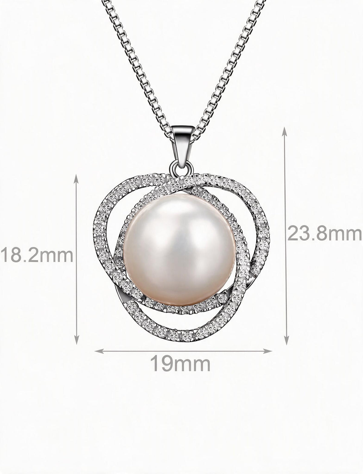 Freshwater Pearl Necklace for Women, Interlocking Circle Pendant with Pave Stone Accents, Modern Everyday Jewelry