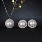 Freshwater Pearl Necklace and Earrings Set, S925 Silver Round Halo Jewelry Set for Women