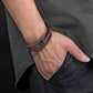 Mens Bracelet Adjustable Clasp Cuff Multi Strand Wristband Leather Bracelet for Daily Wear Minimalist Style Gift for Him