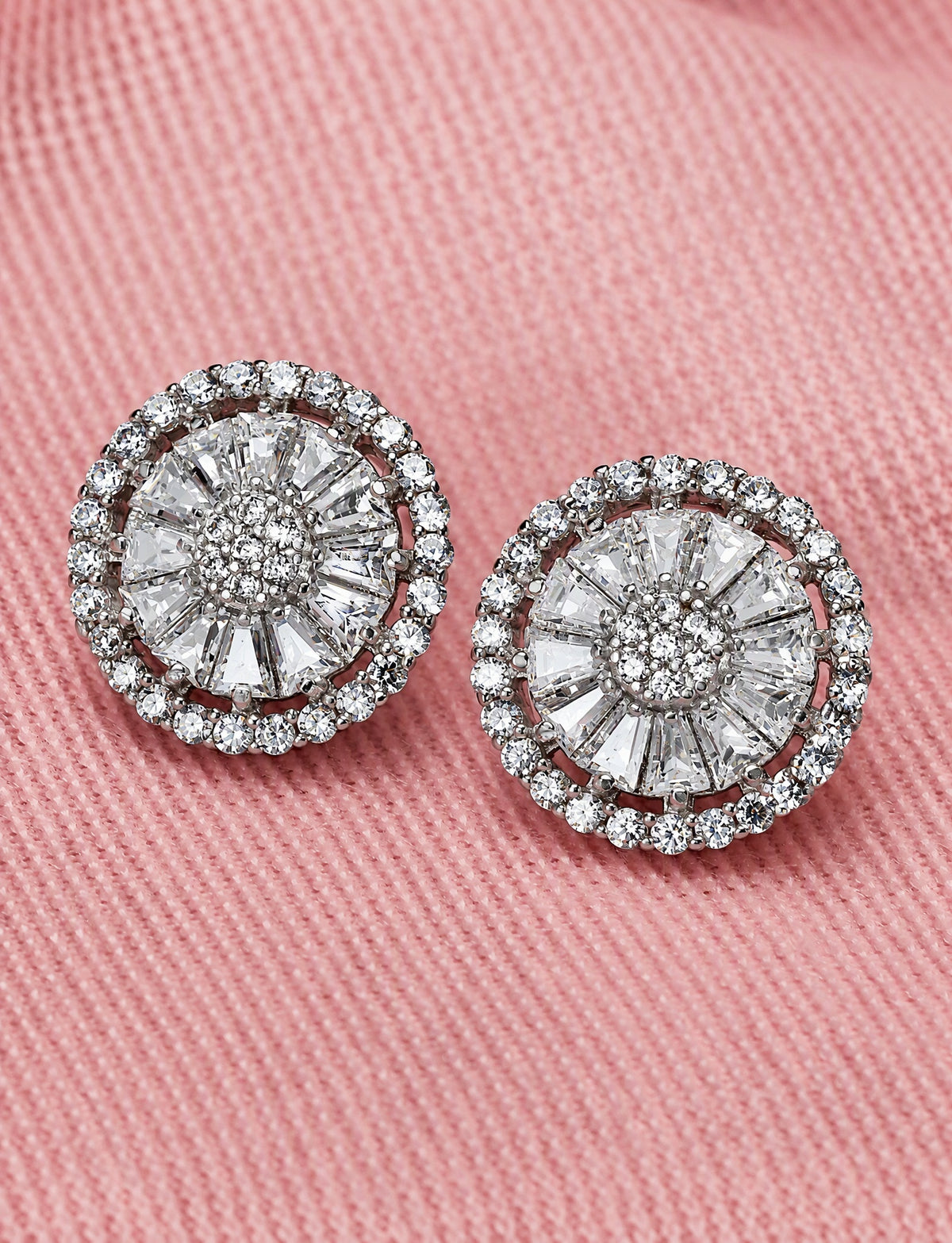 Round Cluster Stud Earrings for Women, Geometric Halo Statement Studs, Everyday Office Wedding Party Jewelry