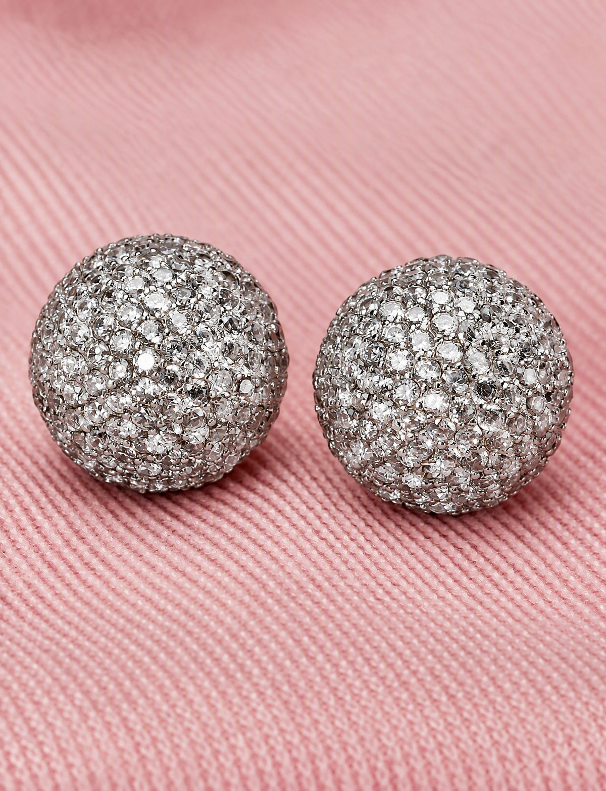 Pavé Ball Stud Earrings for Women, Round Domed Geometric Statement Studs, Everyday Office Party Jewelry