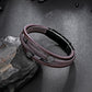 Mens Bracelet Adjustable Clasp Cuff Multi Strand Wristband Leather Bracelet for Daily Wear Minimalist Style Gift for Him
