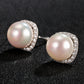 Pearl Halo Stud Earrings for Women, Square Geometric Statement Studs, Everyday Office Wedding Party Jewelry