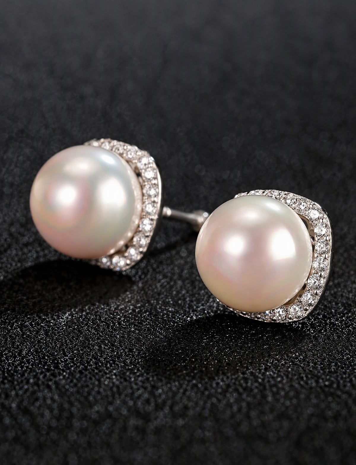Pearl Halo Stud Earrings for Women, Square Geometric Statement Studs, Everyday Office Wedding Party Jewelry