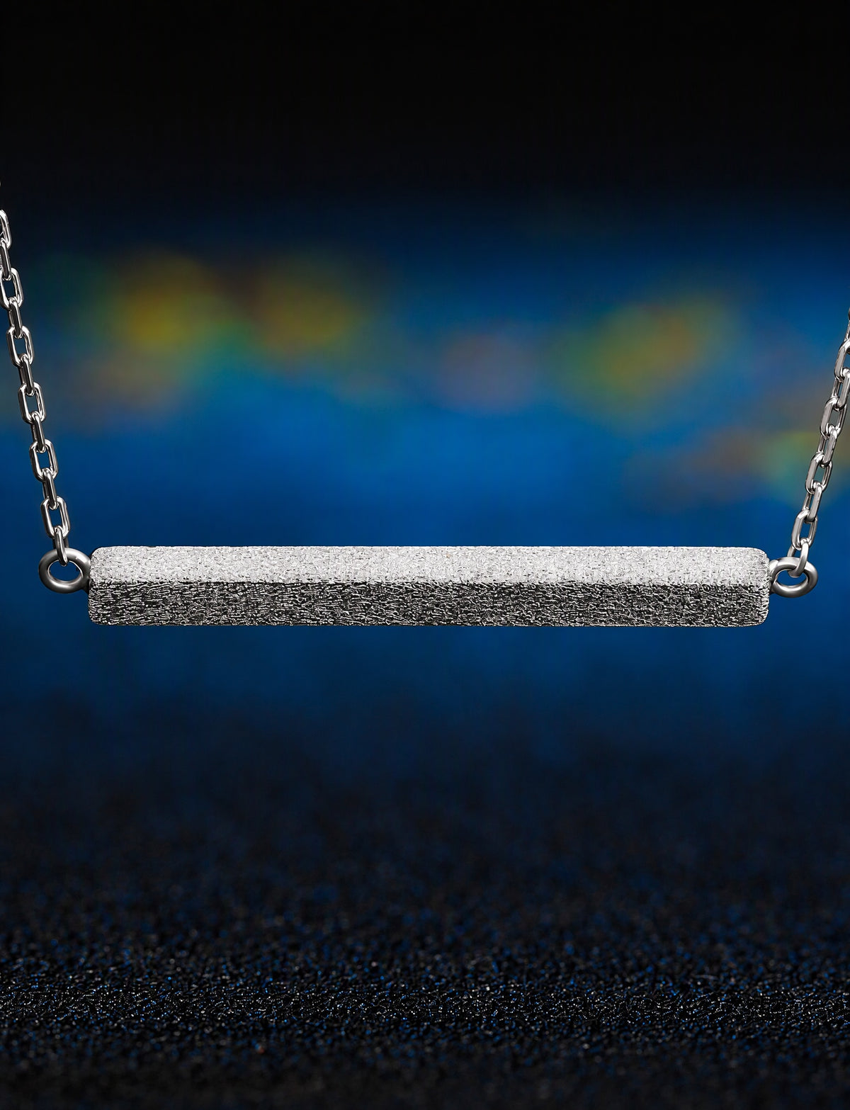 Horizontal Bar Necklace for Women, Textured Straight Line Pendant with Fine Chain, Minimalist Jewelry for Everyday Style