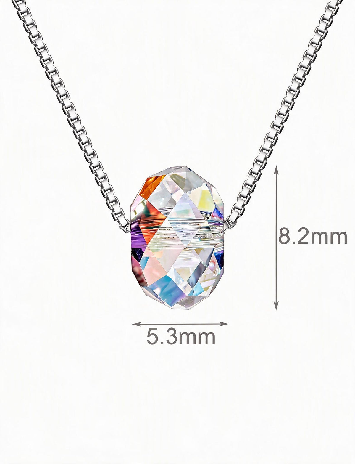 925 Sterling Silver Geometric Pendant Necklace, Minimalist Silver Chain Jewelry with Faceted Design for Women