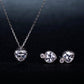 Heart Jewelry Set for Women, Faceted Heart Pendant Necklace and Matching Stud Earrings, Daily Wear Accessories