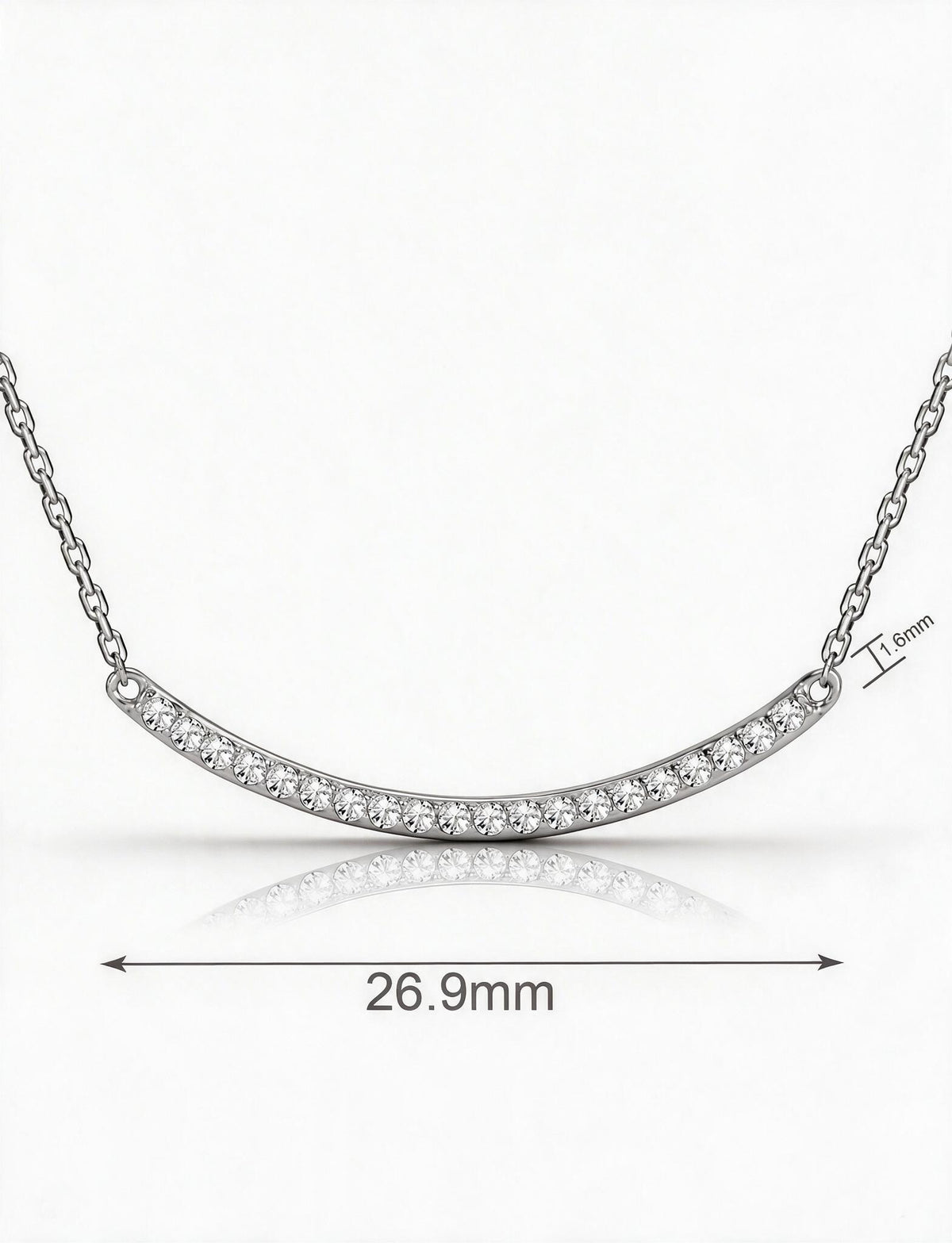 925 Sterling Silver Curved Bar Necklace, Minimalist Silver Pendant Jewelry with Chain, Dainty Modern Necklace for Women
