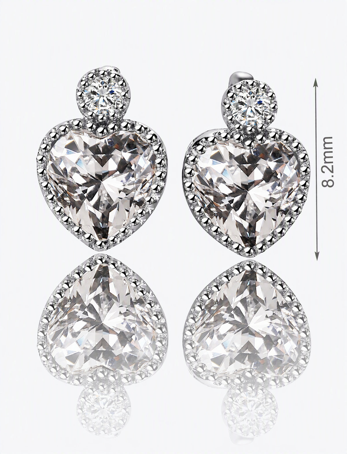 Heart Stud Earrings for Women, Faceted Halo Statement Studs, Everyday Office Wedding Party Jewelry Style