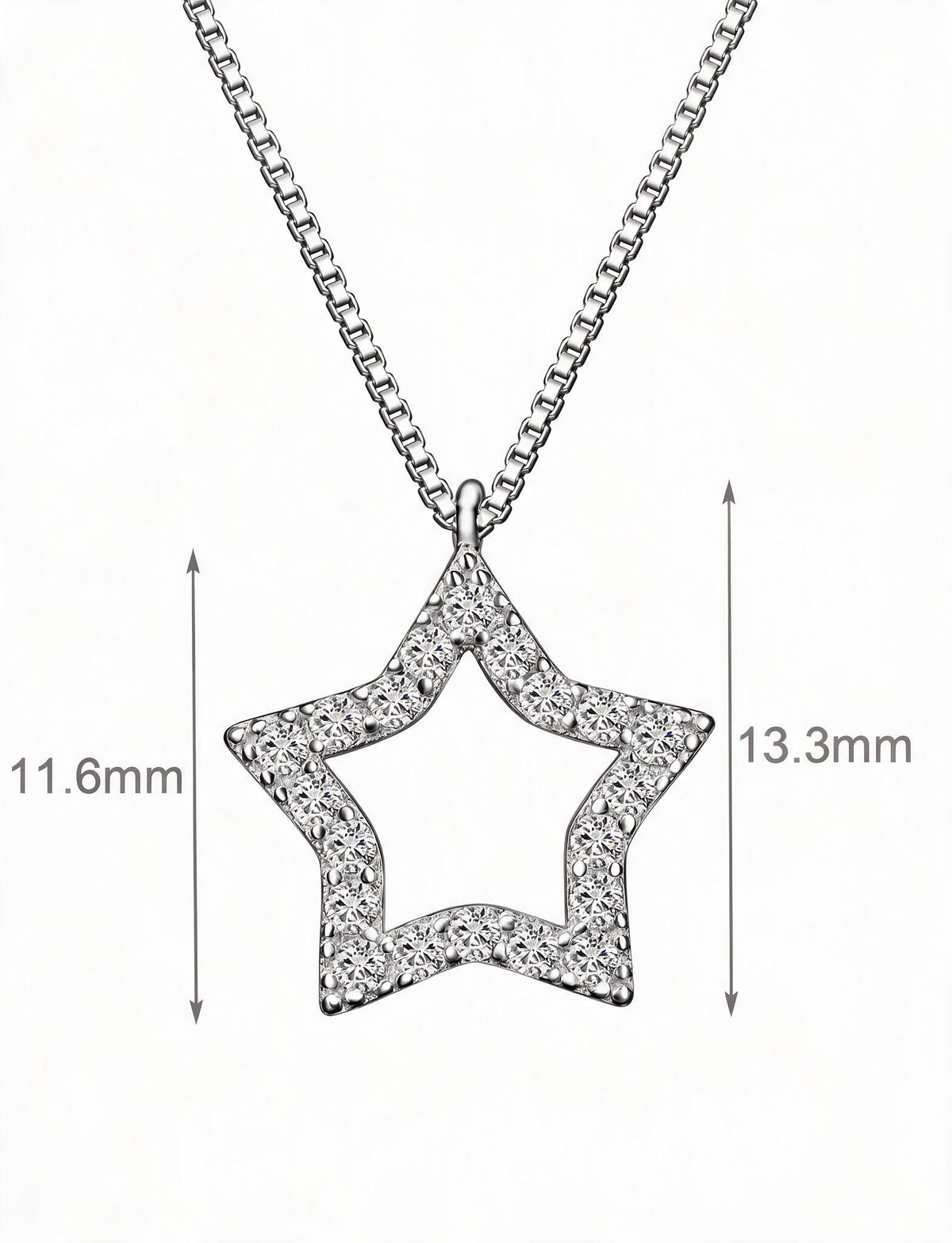 Star Pendant Necklace for Women, Open Five Point Star Design with Faceted Accents, Minimalist Celestial Jewelry