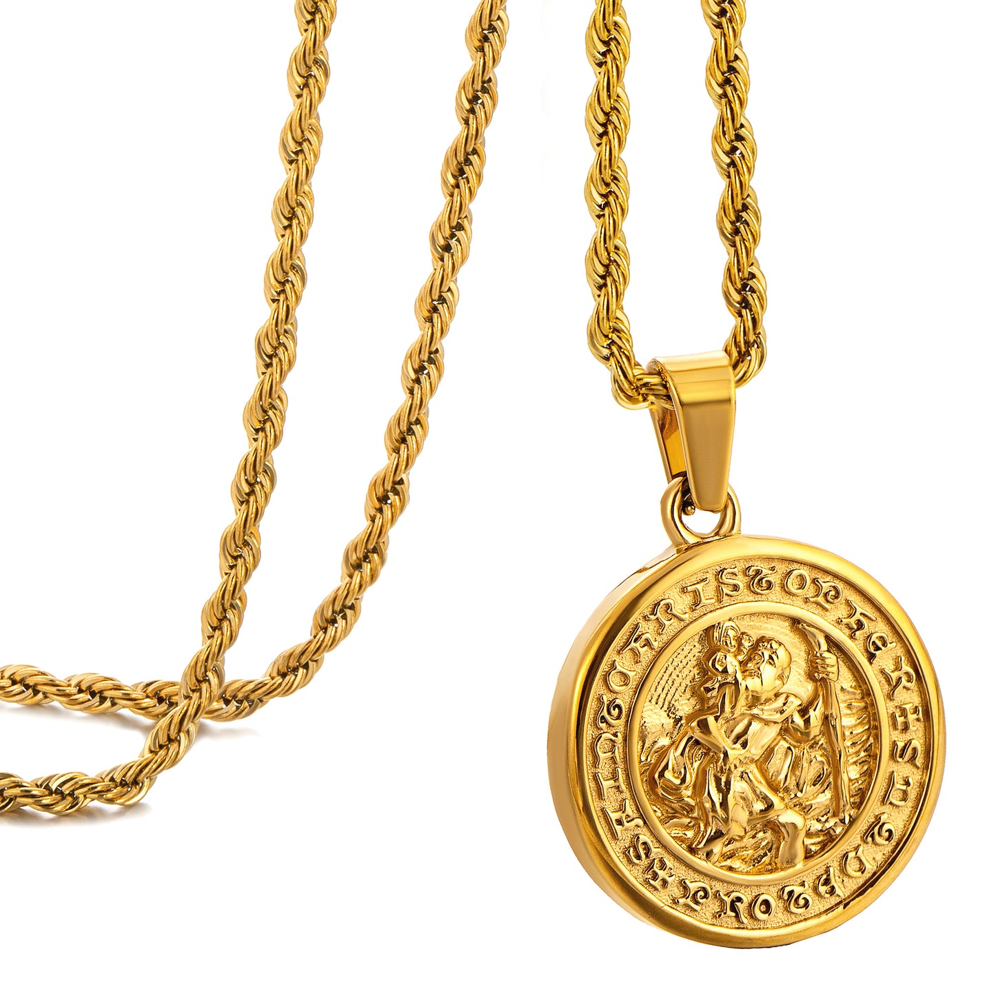 Gold  Pendant Necklace Twisted Rope Chain N00995