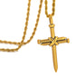 Antique Gold Nail Cross Necklace Twisted Rope Chain N01632