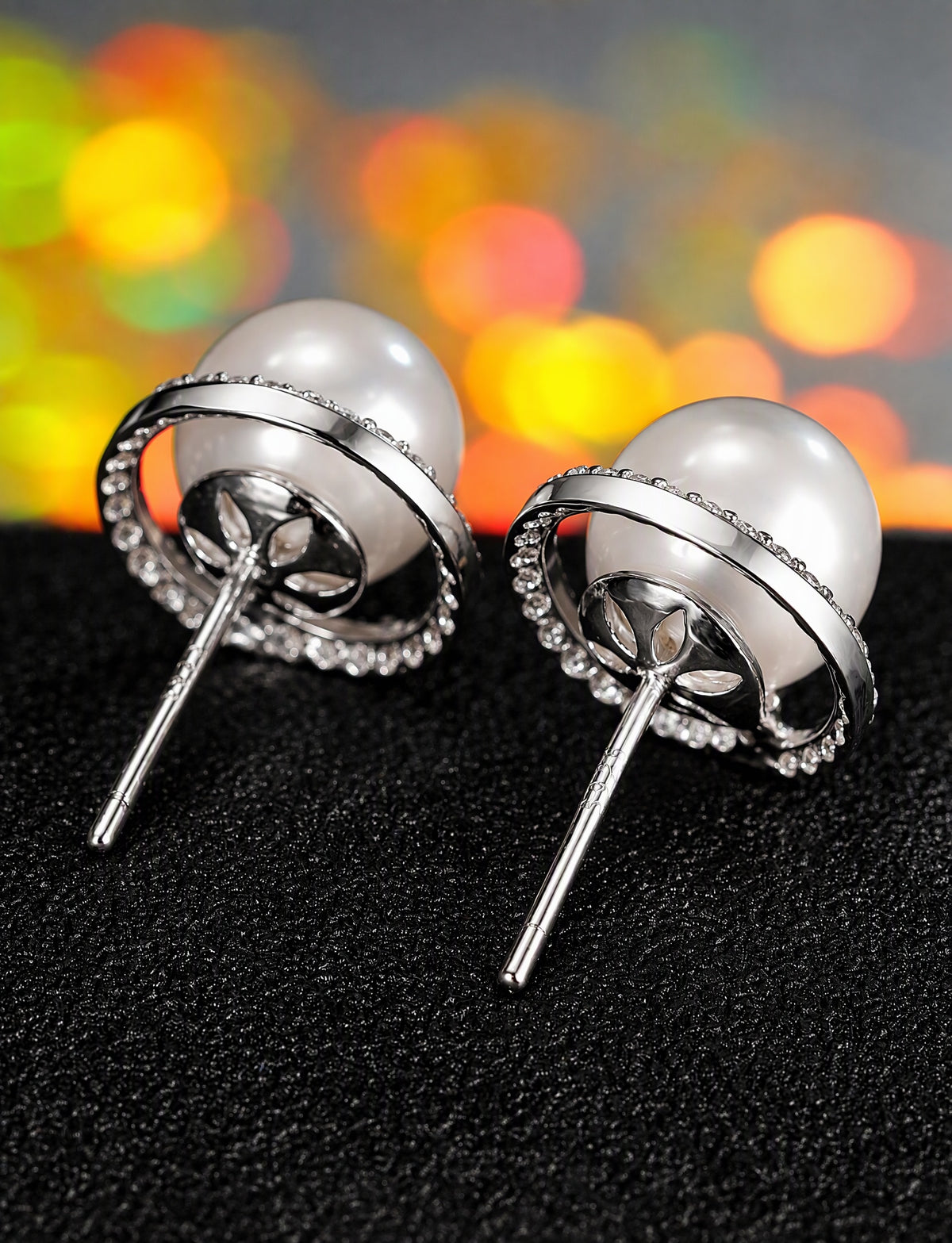 Freshwater Pearl Stud Earrings for Women, Open Circle Geometric Statement Earrings, Wedding Office Party Jewelry