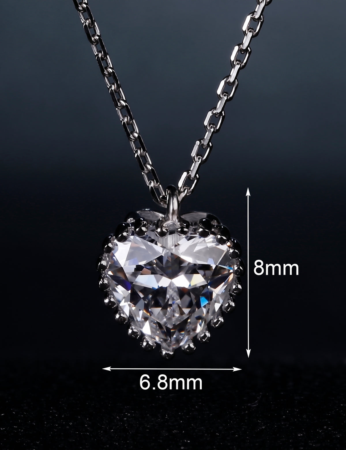 Heart Jewelry Set for Women, Faceted Heart Pendant Necklace and Matching Stud Earrings, Daily Wear Accessories