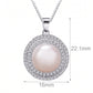 Freshwater Pearl Necklace and Earrings Set, S925 Silver Round Halo Jewelry Set for Women