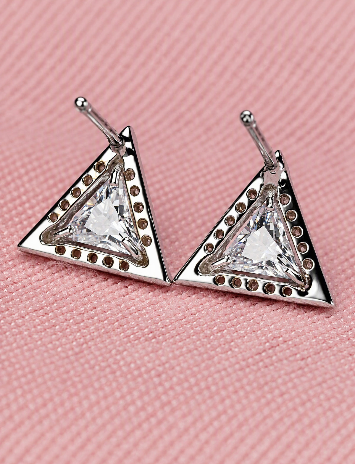 Triangle Stud Earrings for Women, Geometric Clear Stone Statement Studs, Office Wedding Party Jewelry Style