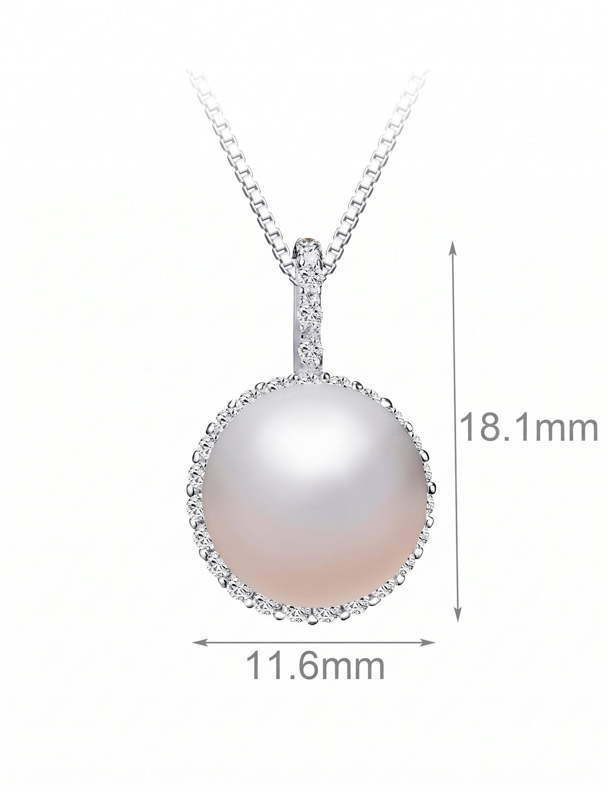 Pearl Jewelry Set for Women, Round Freshwater Pearl Pendant Necklace and Matching Halo Stud Earrings, Daily Wear