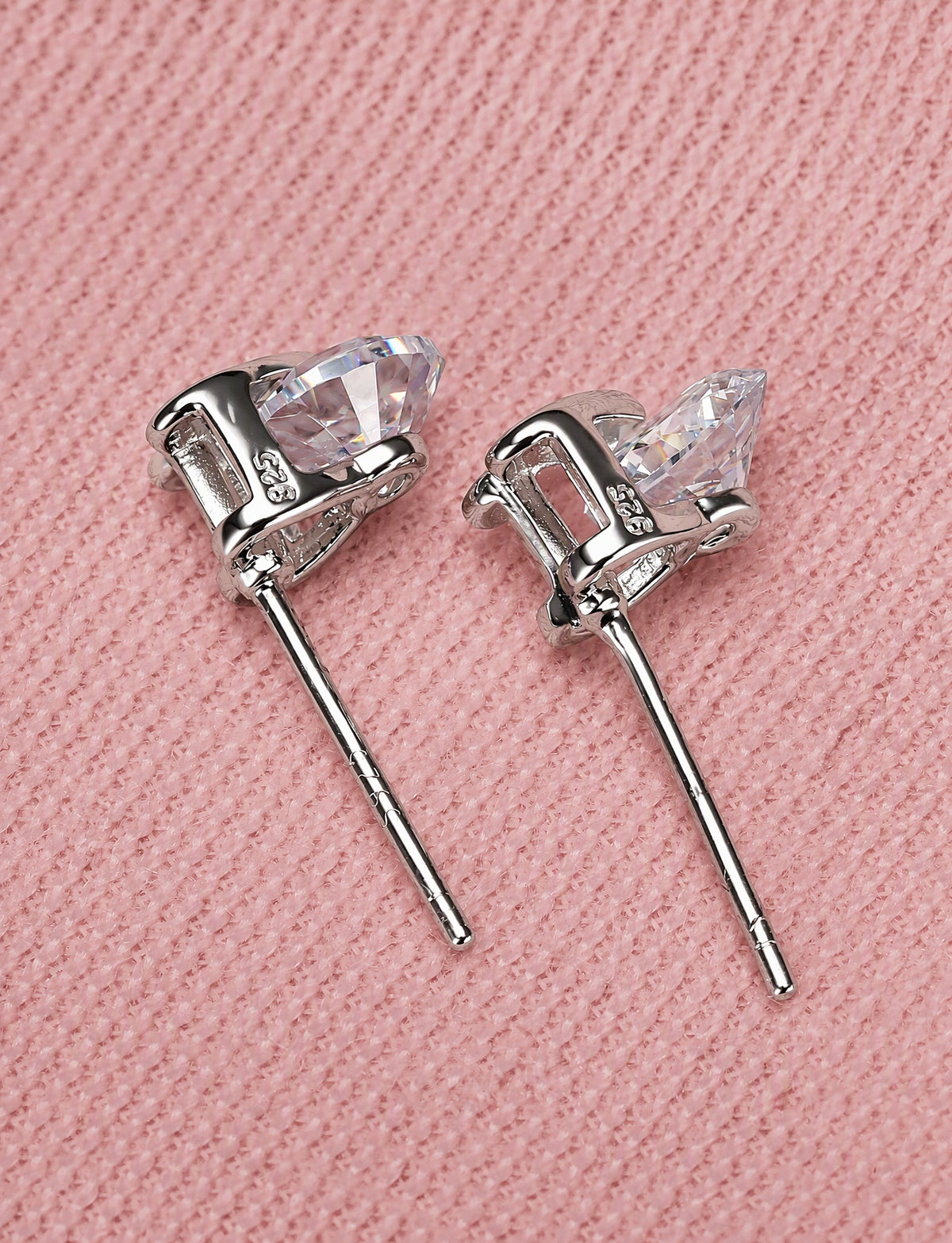 Heart Stud Earrings for Women, Round Faceted Stone Geometric Statement Studs, Office Wedding Party Jewelry
