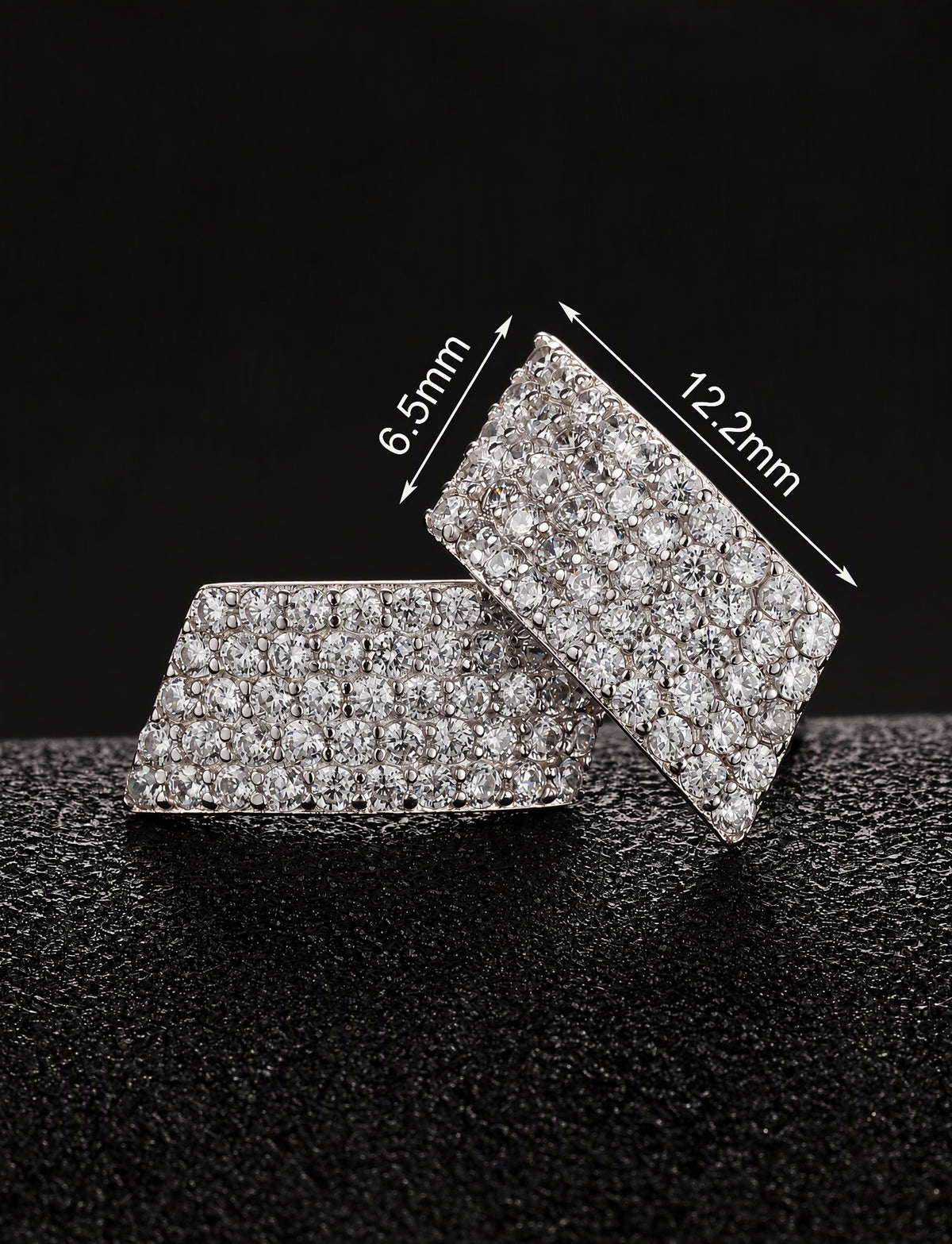 Rectangle Stud Earrings for Women, Curved Geometric Pavé Style Statement Studs, Everyday Office Party Jewelry