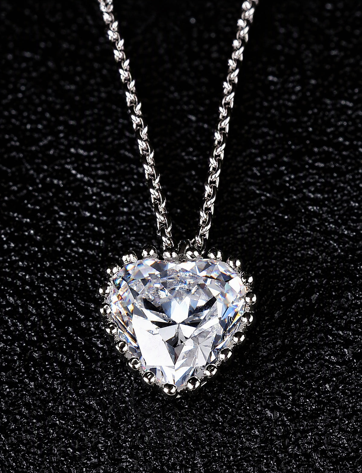 Heart Pendant Necklace for Women, Faceted Heart Design with Beaded Edge, Dainty Jewelry for Everyday Styling