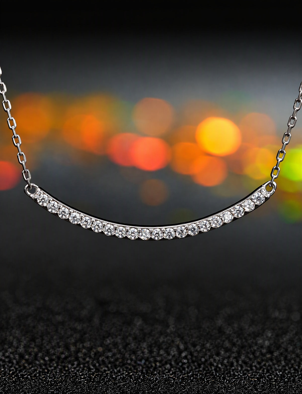 925 Sterling Silver Curved Bar Necklace, Minimalist Silver Pendant Jewelry with Chain, Dainty Modern Necklace for Women