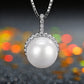 Freshwater Pearl Necklace, 925 Sterling Silver Pearl Pendant Jewelry with Silver Chain, Round Pearl Necklace for Women