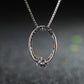 Oval Pendant Necklace for Women, Openwork Oval Frame with Pave Stone Accents and Round Stone Detail, Everyday Jewelry