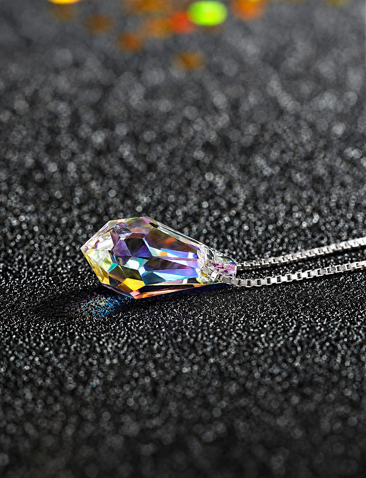 925 Sterling Silver Teardrop Pendant Necklace, Faceted Geometric Silver Chain Jewelry, Minimalist Modern Necklace for Women