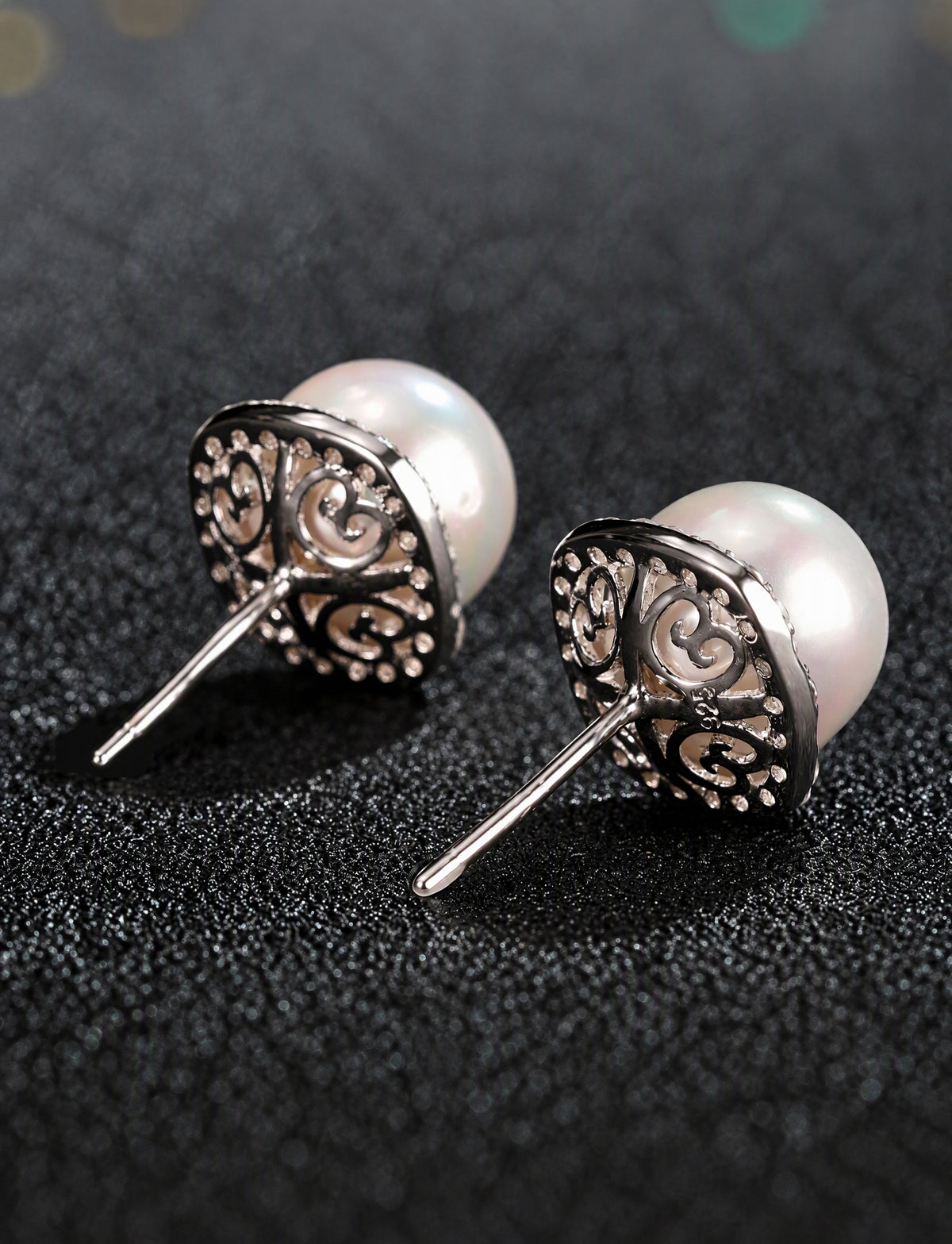 Pearl Halo Stud Earrings for Women, Square Geometric Statement Studs, Everyday Office Wedding Party Jewelry