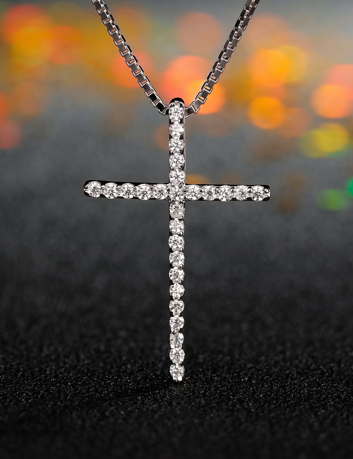 Cross Necklace for Women, Minimalist Latin Cross Pendant with Pave Stone Accents, Classic Everyday Faith Jewelry