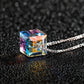 925 Sterling Silver Square Pendant Necklace, Minimalist Geometric Silver Chain Jewelry with Faceted Design for Women