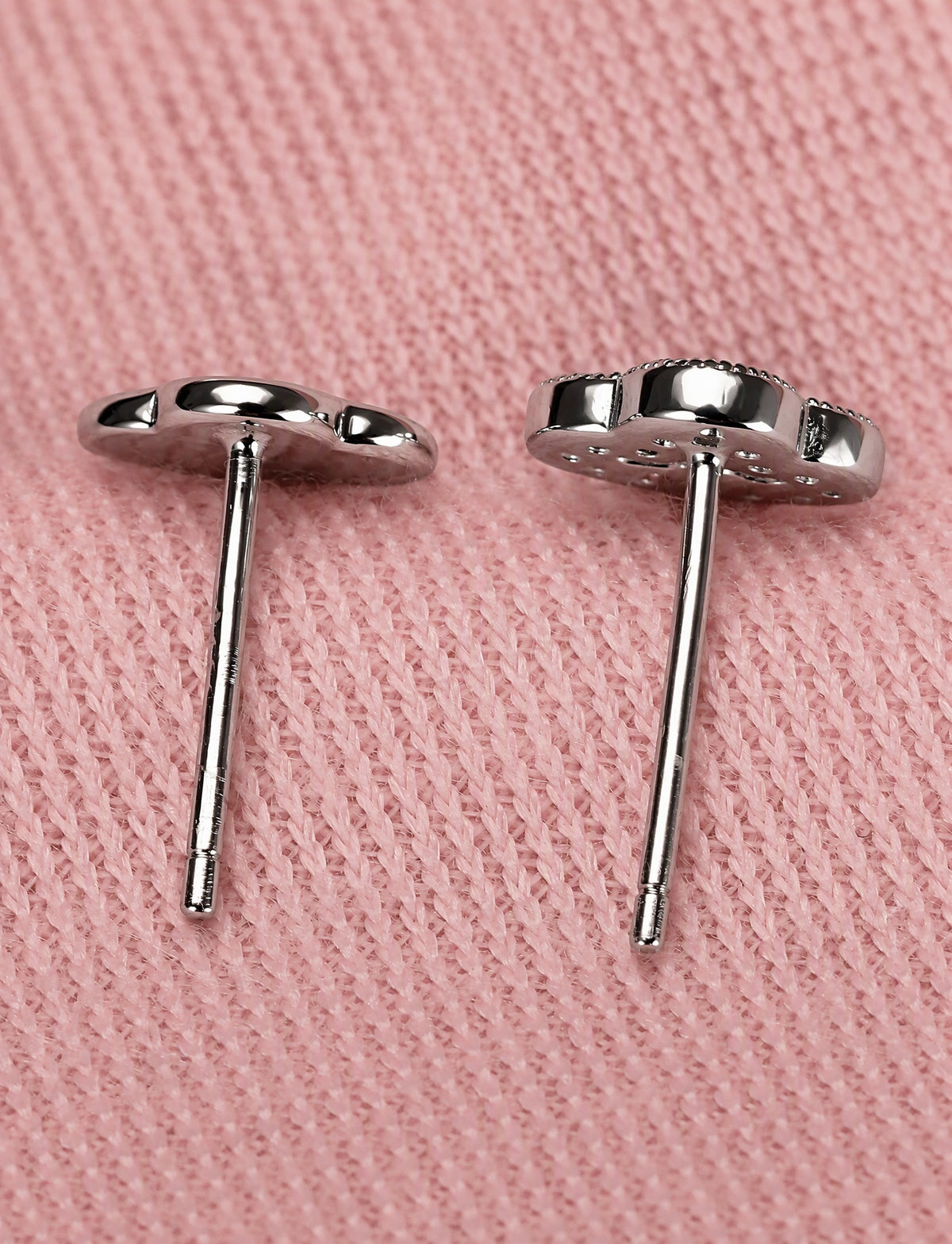 Quatrefoil Stud Earrings for Women, Four Petal Geometric Pavé Style Studs, Everyday Office Party Jewelry