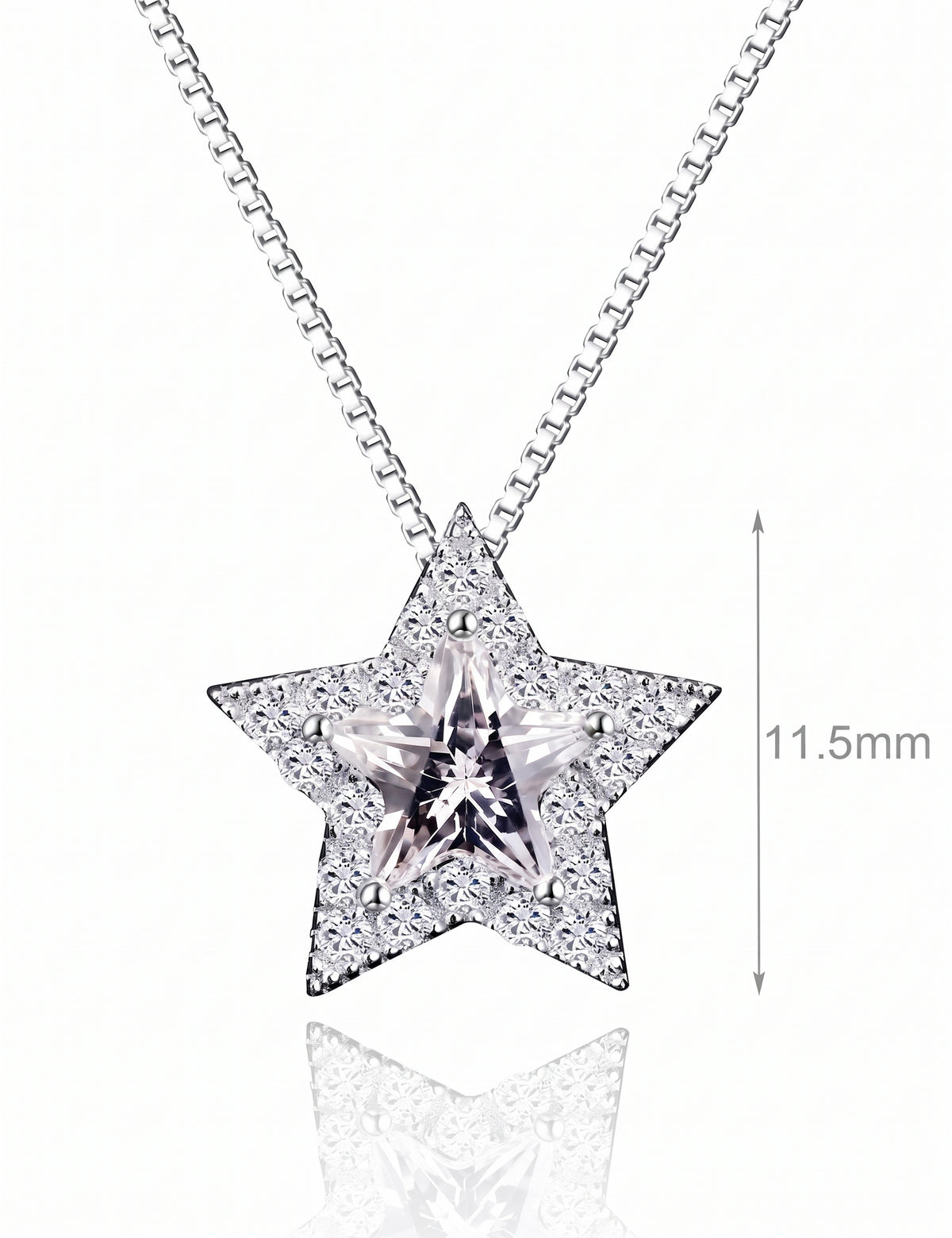 Star Jewelry Set for Women, Sterling Silver Five Point Star Pendant Necklace and Matching Stud Earrings, Daily Fashion
