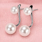 Double Pearl Ear Jacket Earrings for Women, Front Back Statement Studs, Everyday Office Wedding Party Jewelry