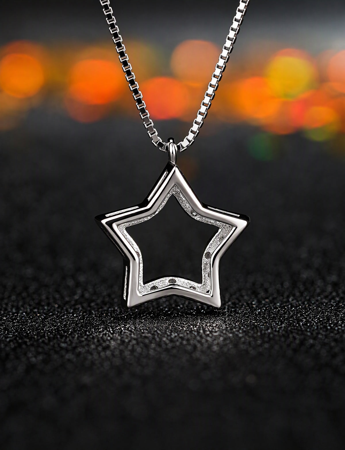 Star Pendant Necklace for Women, Open Five Point Star Design with Faceted Accents, Minimalist Celestial Jewelry