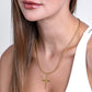 Antique Gold Nail Cross Necklace Twisted Rope Chain N01632