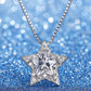 Star Necklace for Women, Five Point Star Pendant with Faceted Center Stone and Pave Halo, Celestial Everyday Jewelry