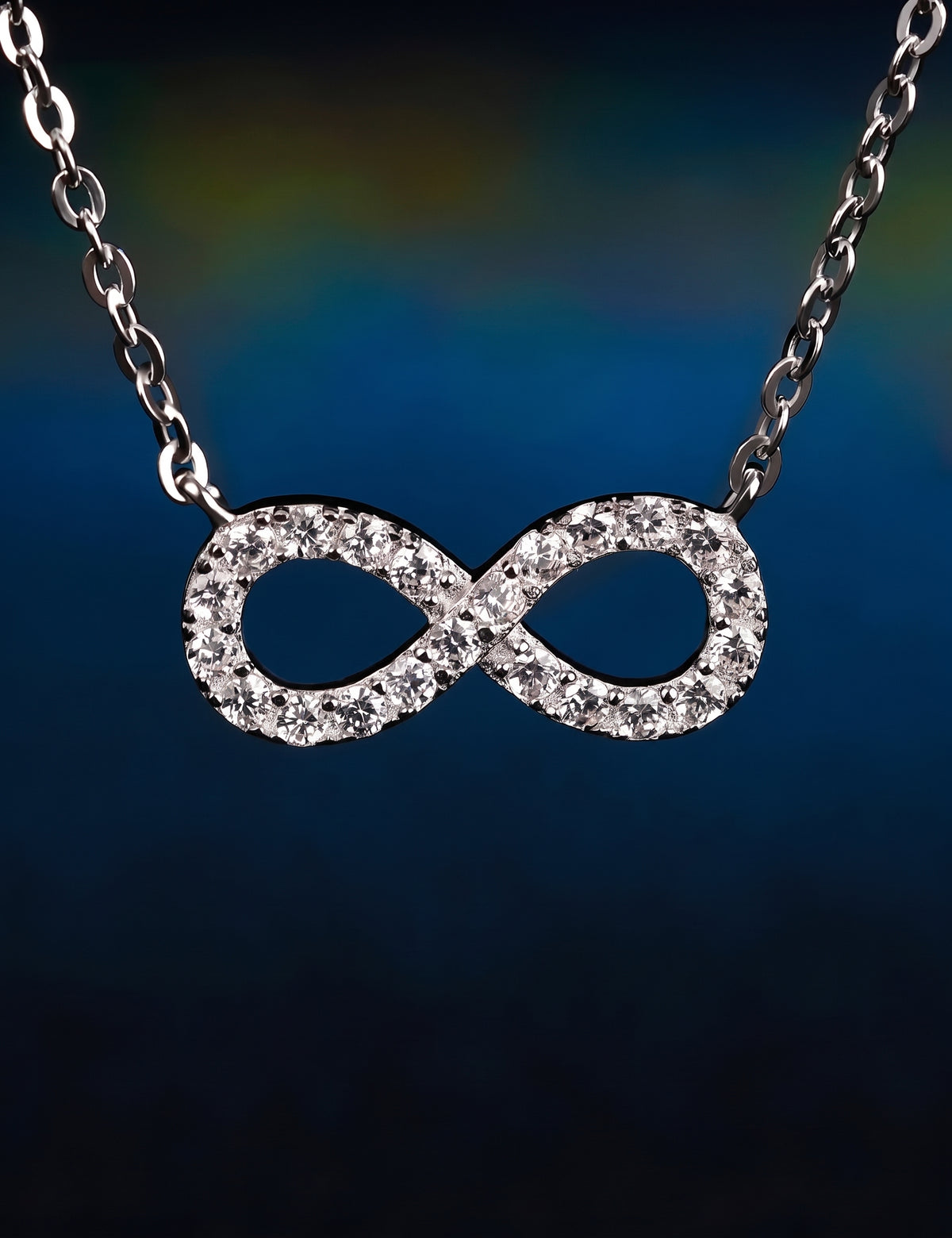 Oval Pendant Necklace for Women, Openwork Oval Frame with Pave Stone Accents and Round Stone Detail, Everyday Jewelry