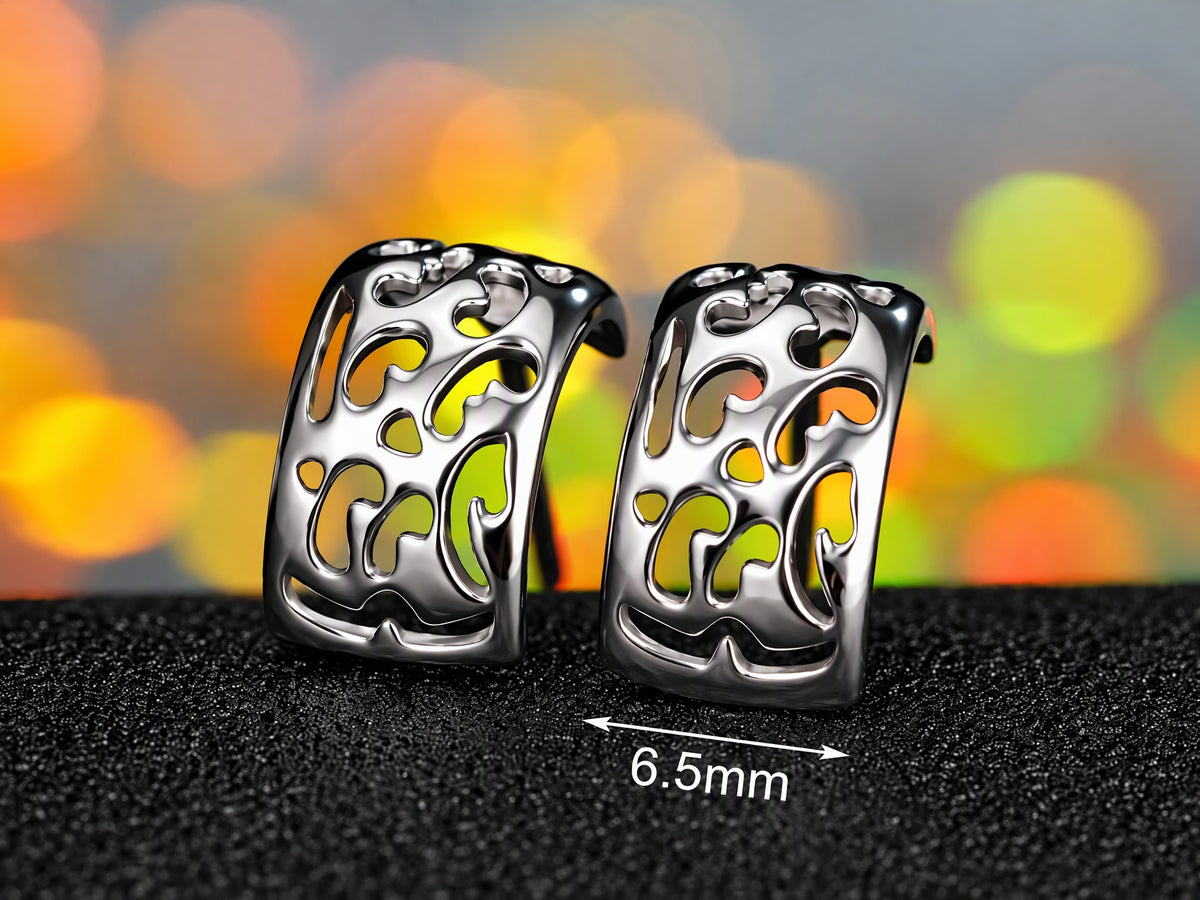 Geometric Openwork Stud Earrings for Women, Square Swirl Statement Earrings, Everyday Office Party Jewelry