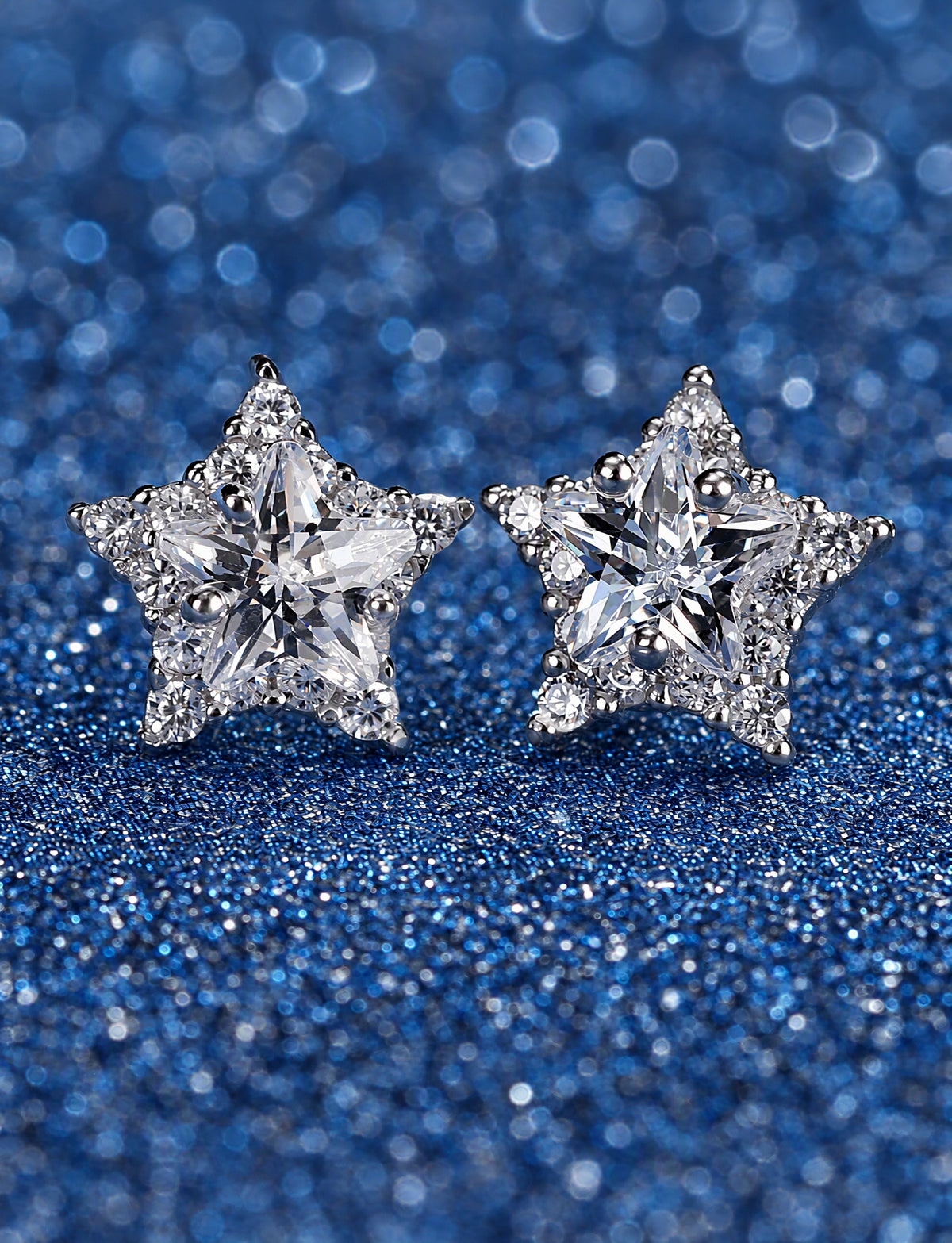 Star Stud Earrings for Women, Five Point Halo Geometric Statement Studs, Everyday Office Wedding Party Jewelry