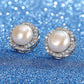 Freshwater Pearl Stud Earrings for Women, Geometric Halo Statement Earrings, Wedding Office Party Jewelry