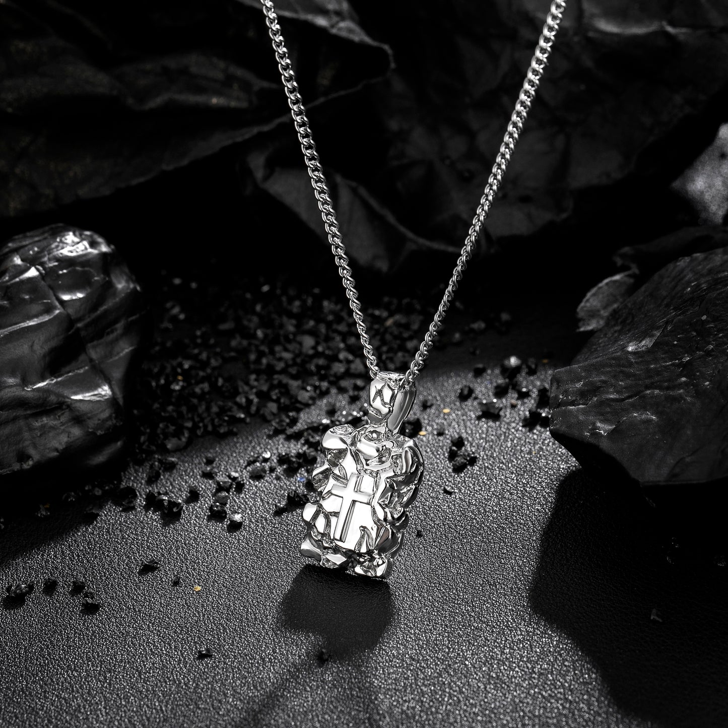 Cross Necklace for Men Women, Curb Chain Wheat Chain Options, Stainless Steel, Faith Jewelry for Everyday Wear