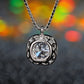 Halo Pendant Necklace for Women, Round Faceted Center with Circle Accents, Solitaire Style Jewelry for Daily Wear