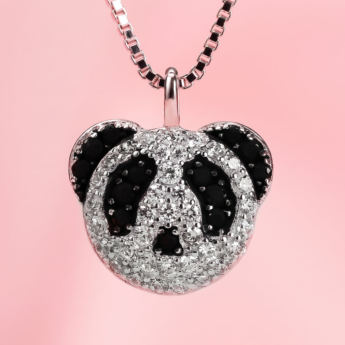 Panda Necklace and Earrings Set, Black and White Panda Jewelry Set, Stud Earrings and Pendant Necklace for Women