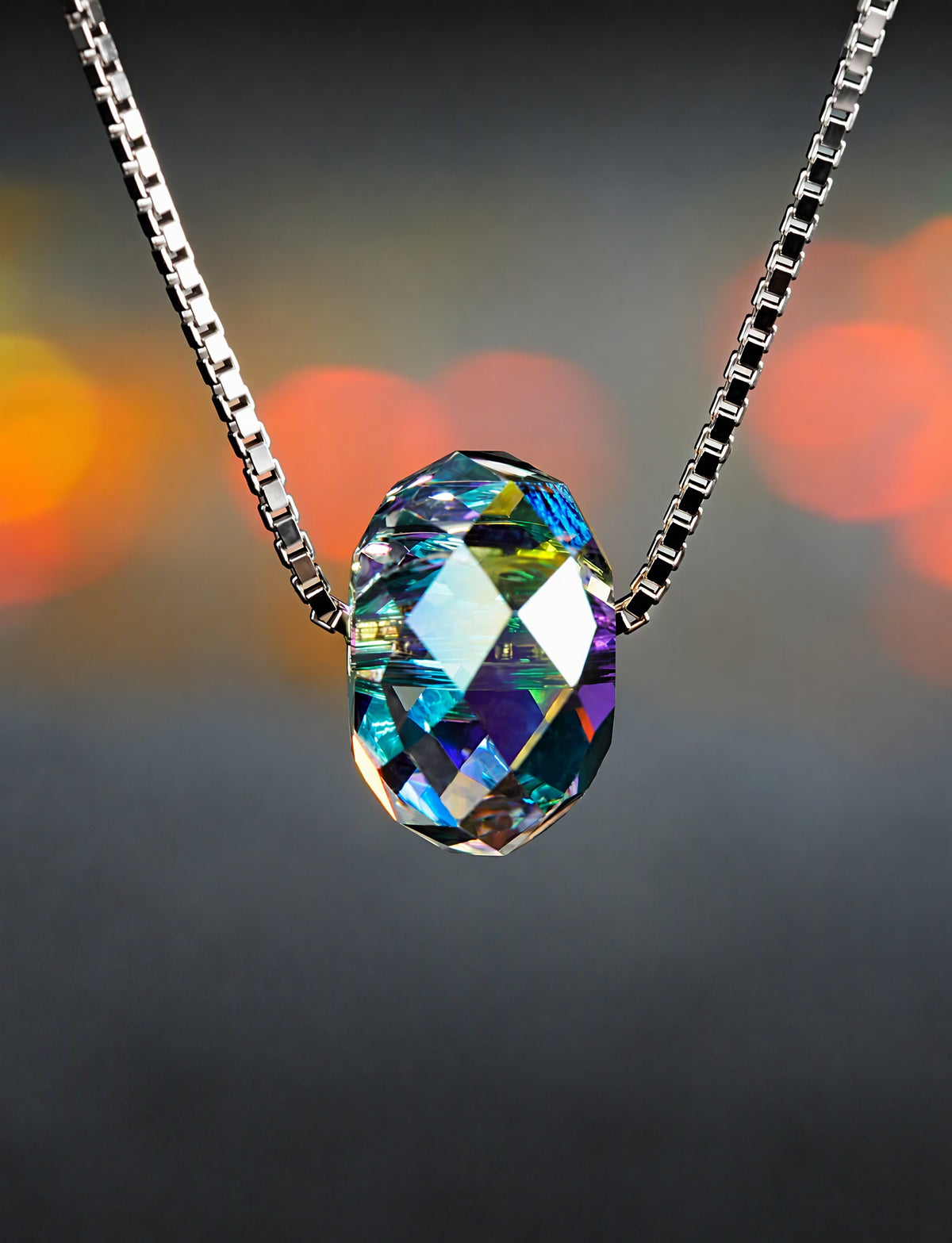 925 Sterling Silver Geometric Pendant Necklace, Minimalist Silver Chain Jewelry with Faceted Design for Women