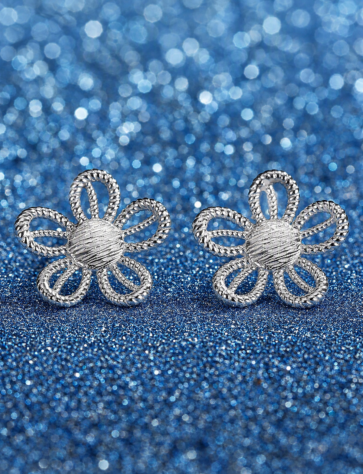 Twisted Rope Flower Stud Earrings for Women, Openwork Floral Statement Studs, Everyday Office Party Jewelry