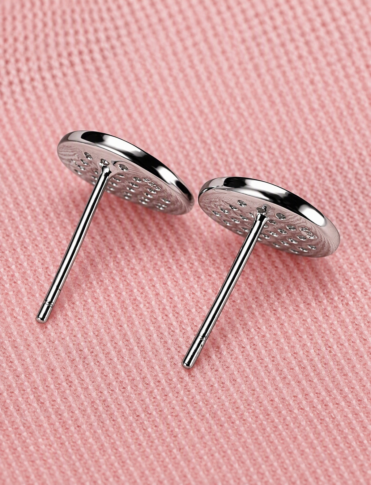 Round Stud Earrings for Women, Pavé Style Geometric Disc Statement Studs, Everyday Office Party Jewelry